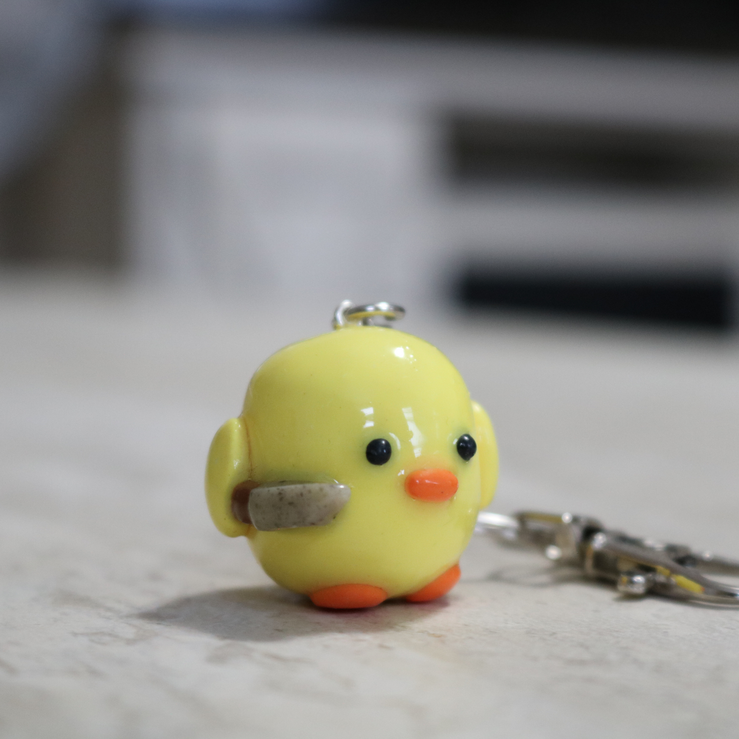 Kawaii Chick with a Knife Keychain