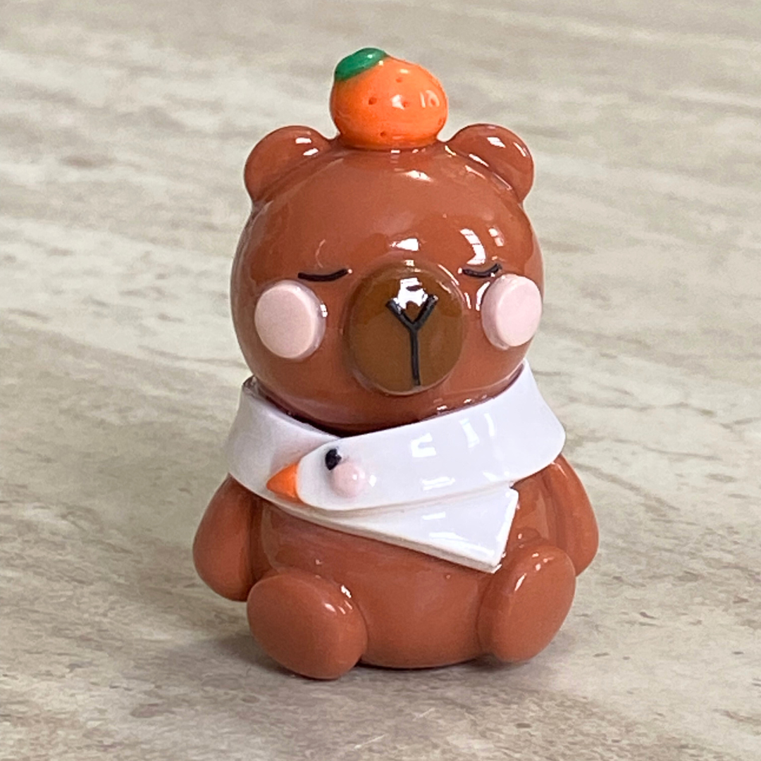 Tangerine Capybara with Goose Scarf Desk Friend