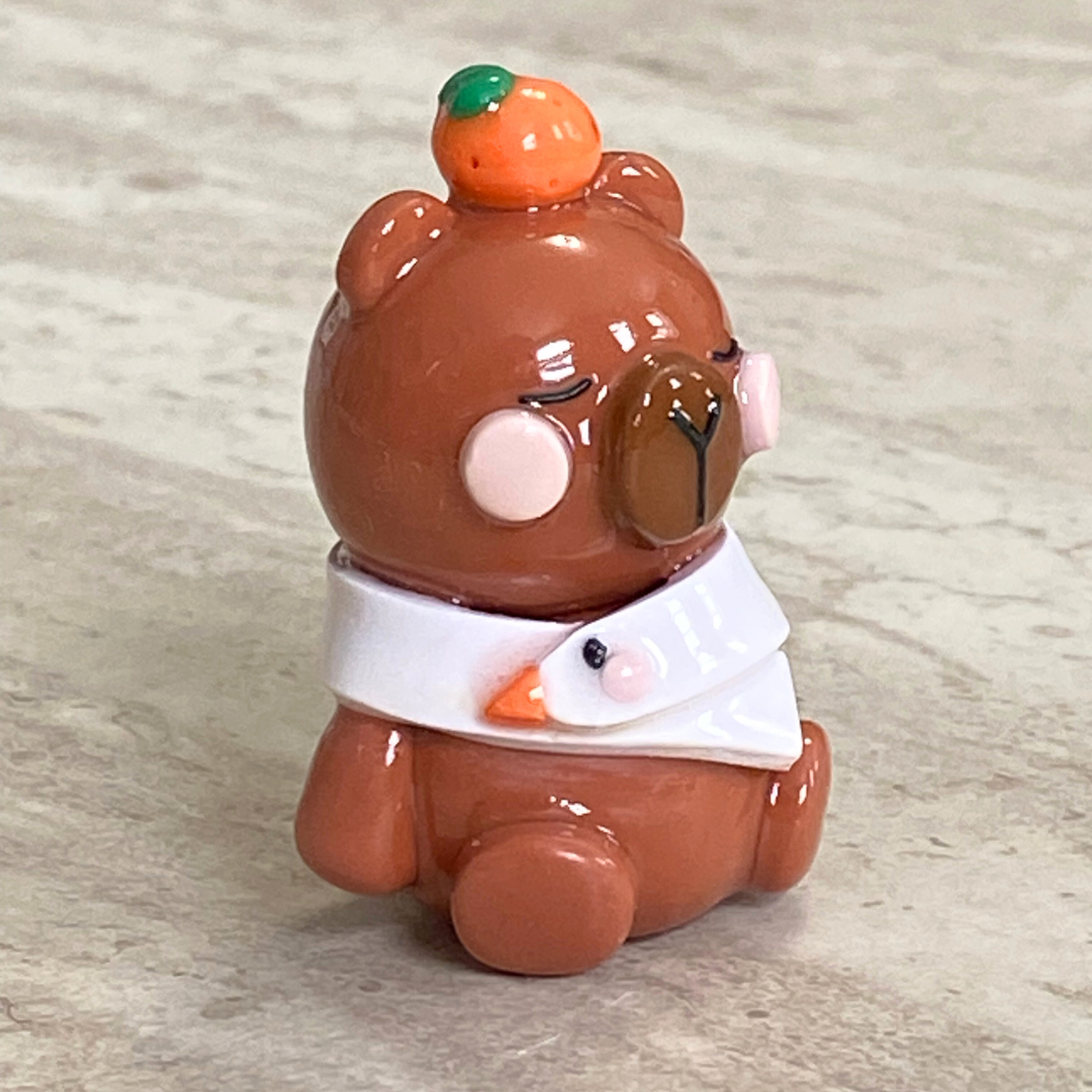 Tangerine Capybara with Goose Scarf Desk Friend