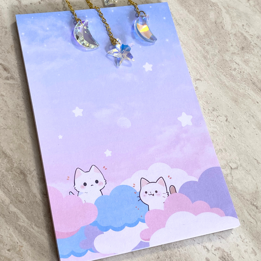 Kawaii Cats on the Clouds Note Pad