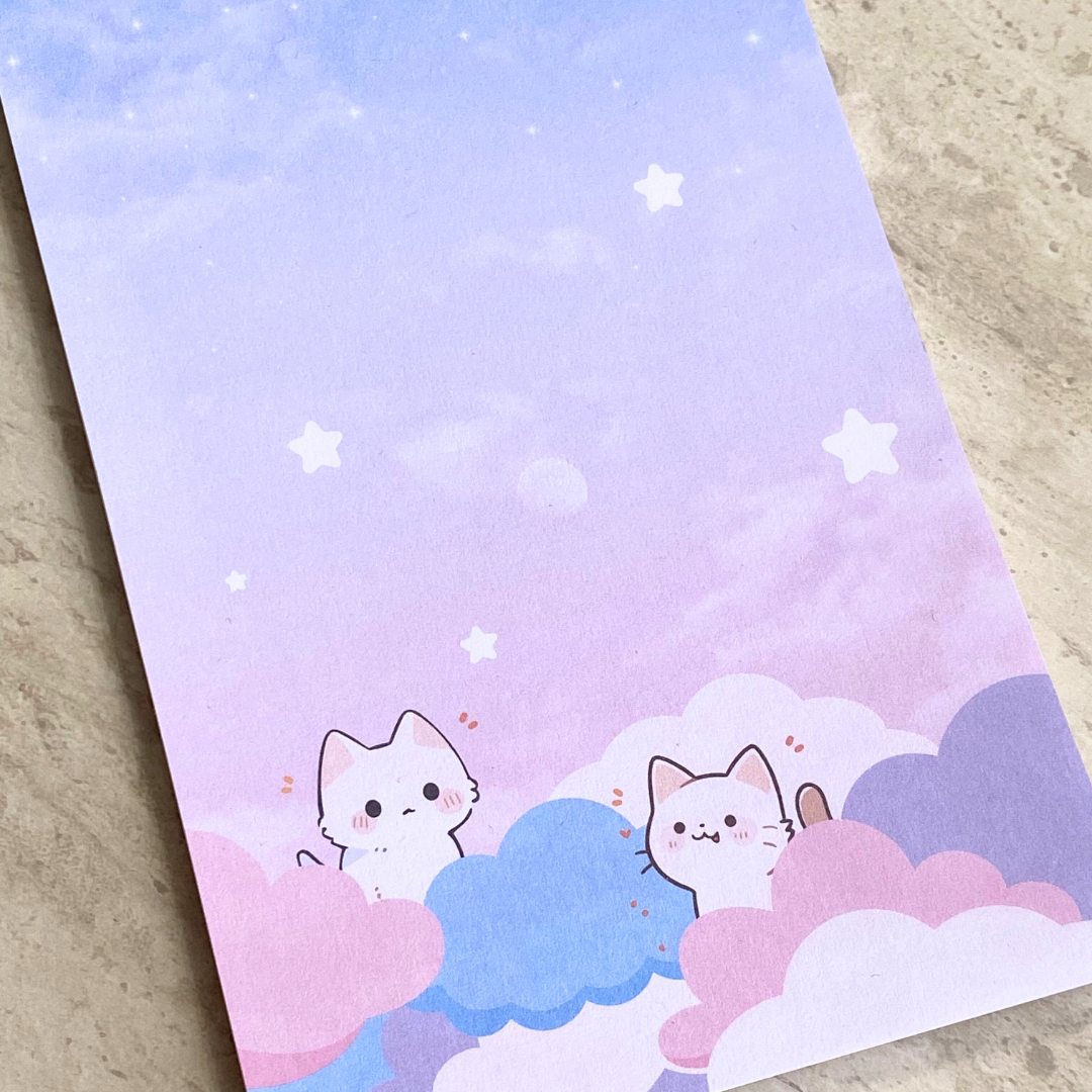 Kawaii Cats on the Clouds Note Pad