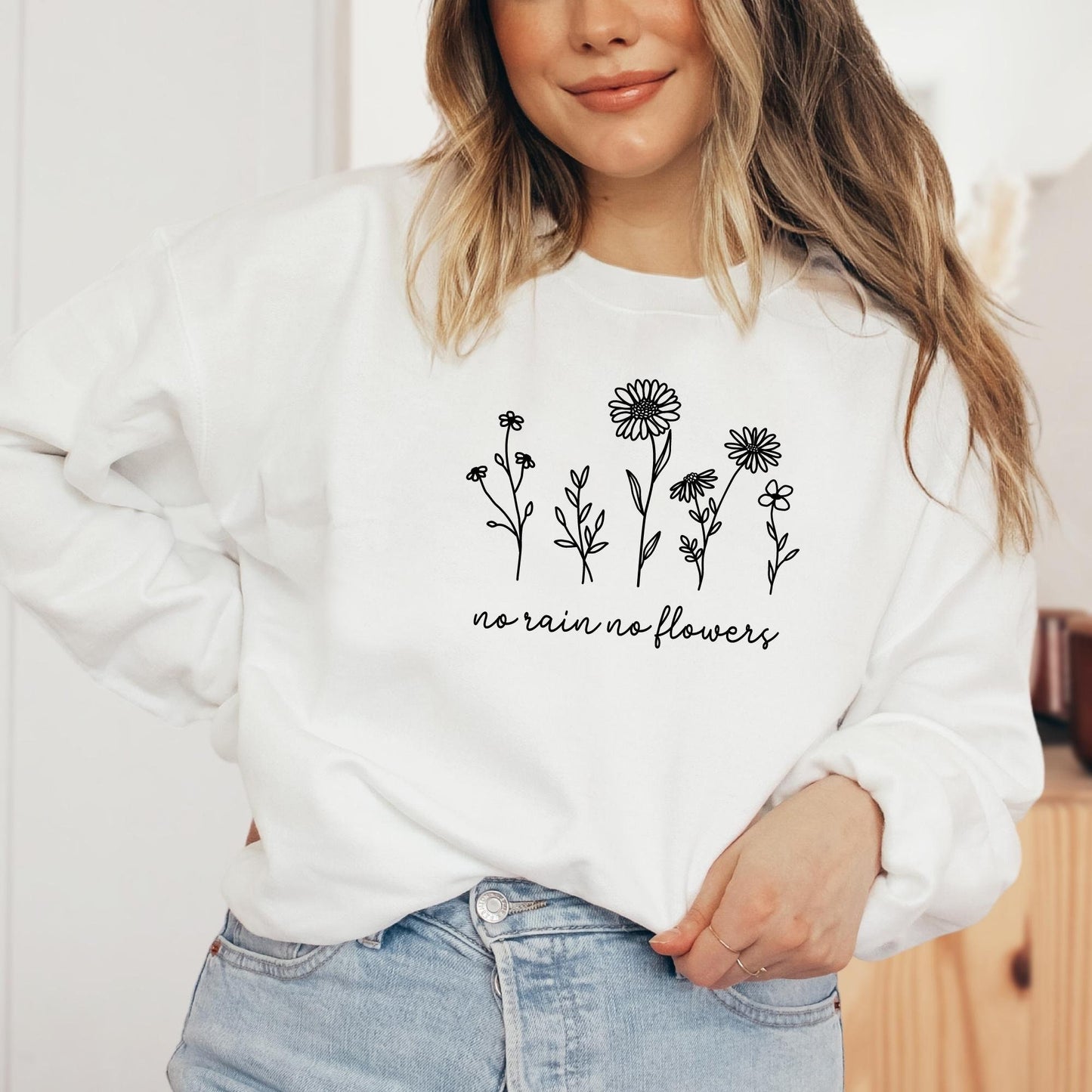 No Rain No Flowers Sweatshirt in White