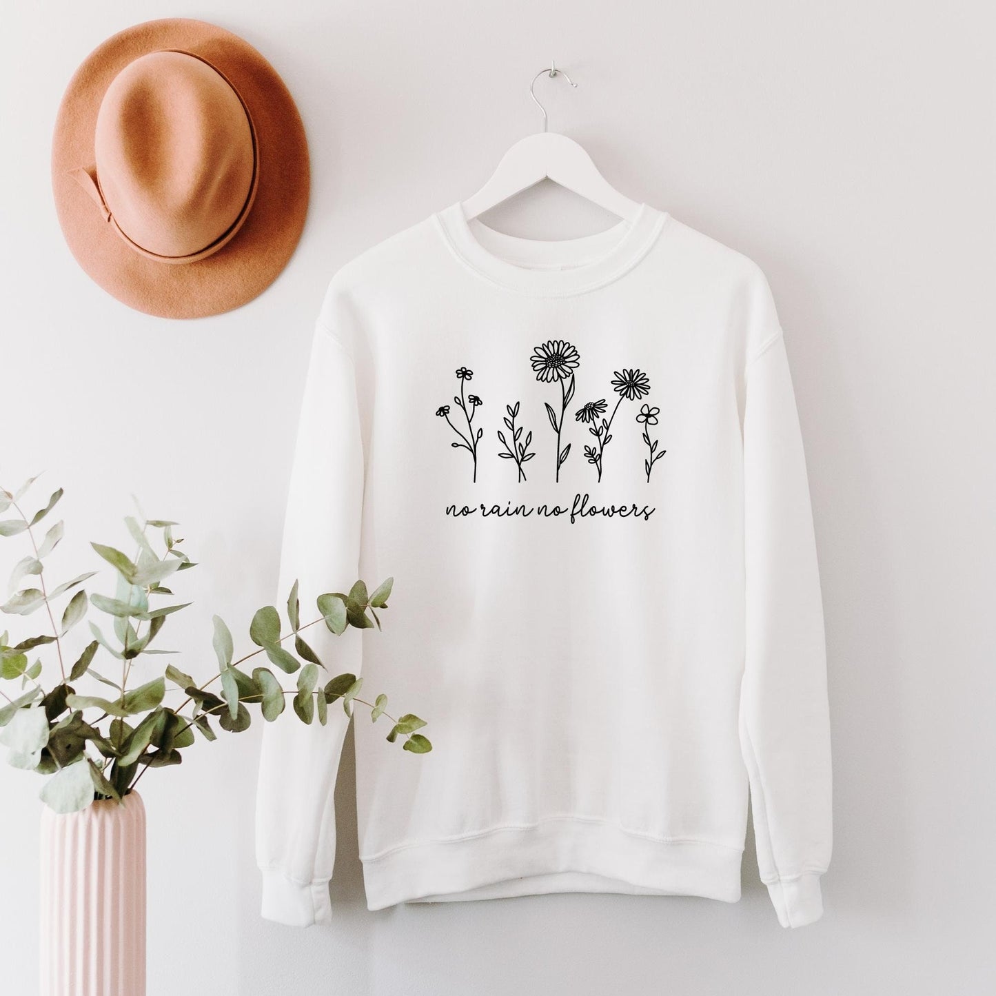 No Rain No Flowers Sweatshirt in White