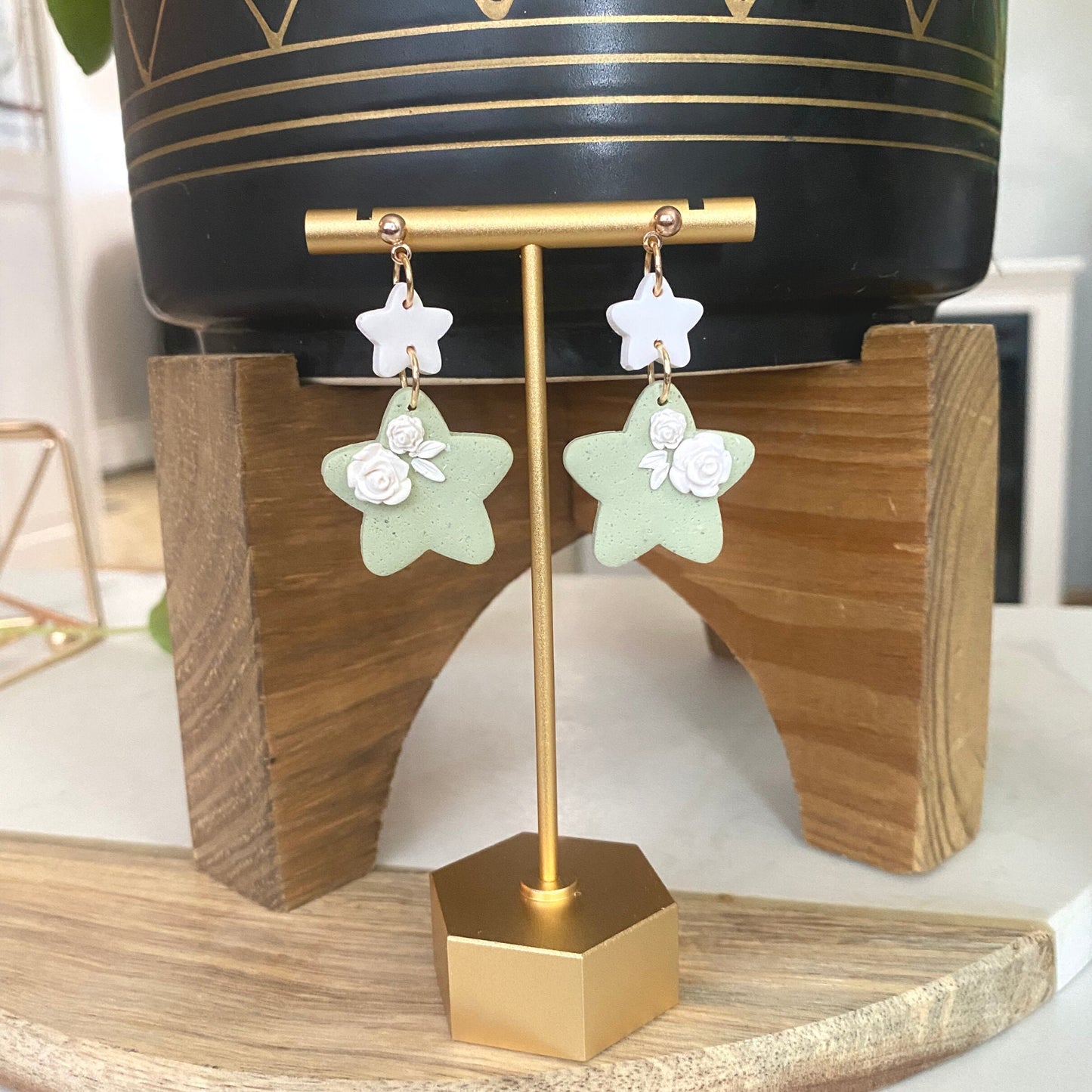 The Star and Rose | Handmade Polymer Clay Earrings
