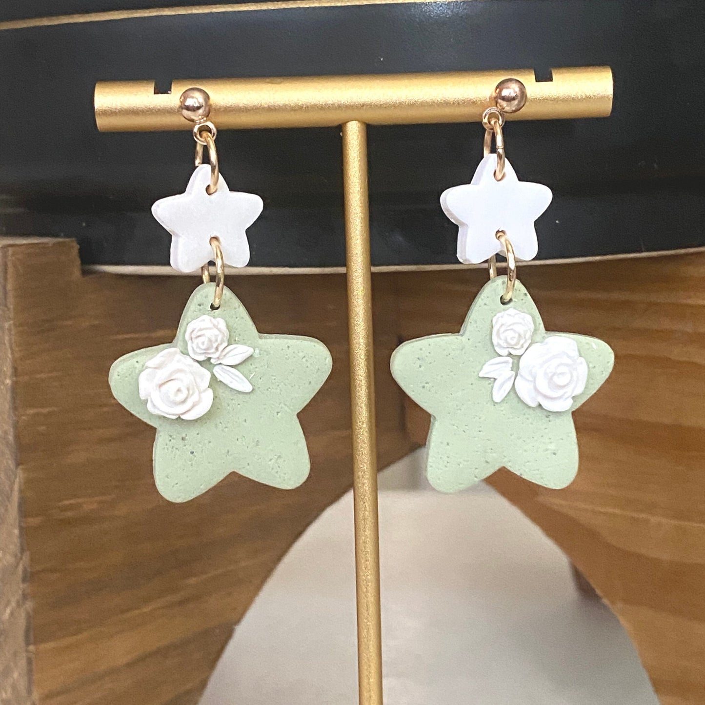 The Star and Rose | Handmade Polymer Clay Earrings