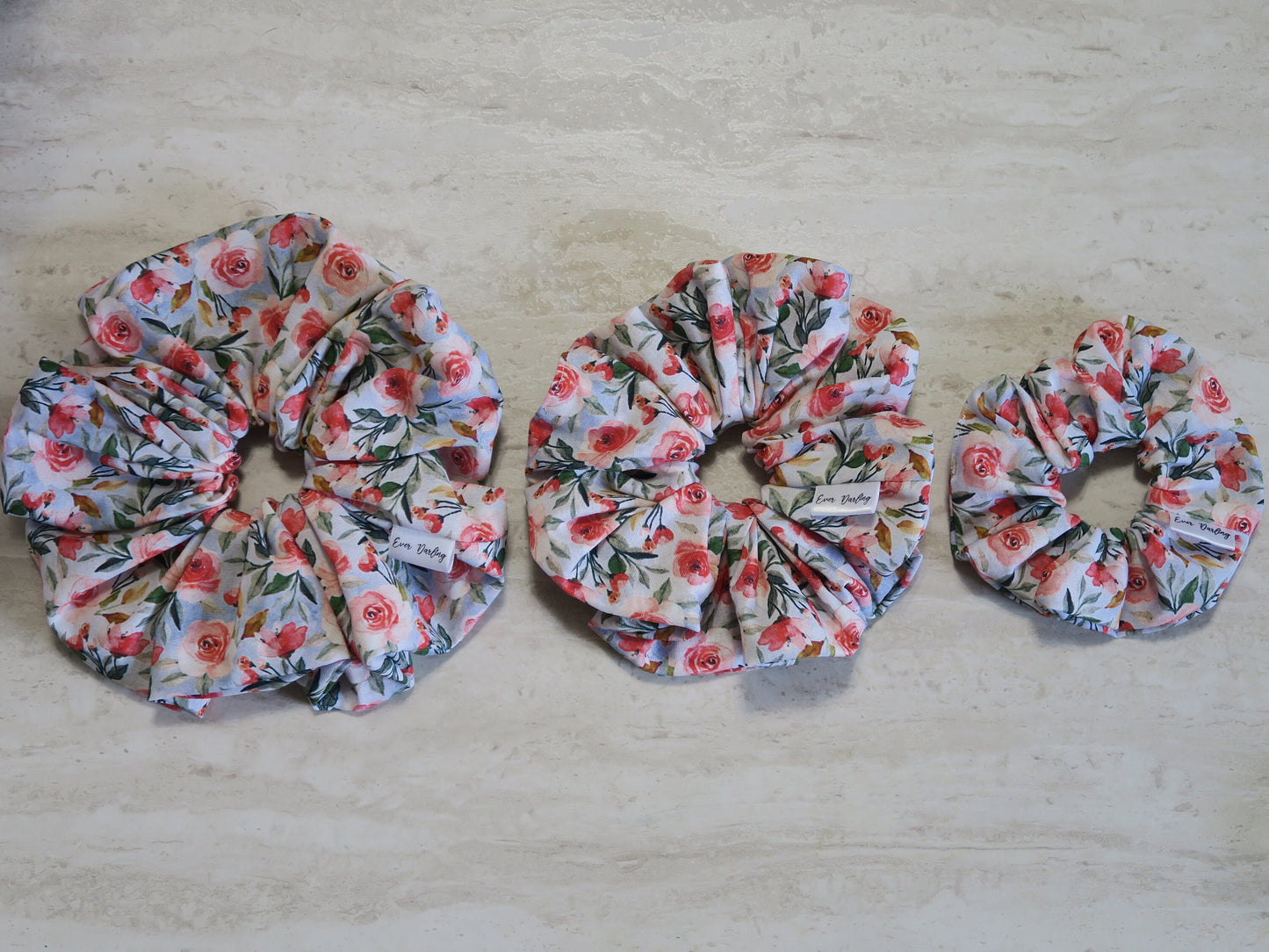 Blue and Pink Floral Scrunchie