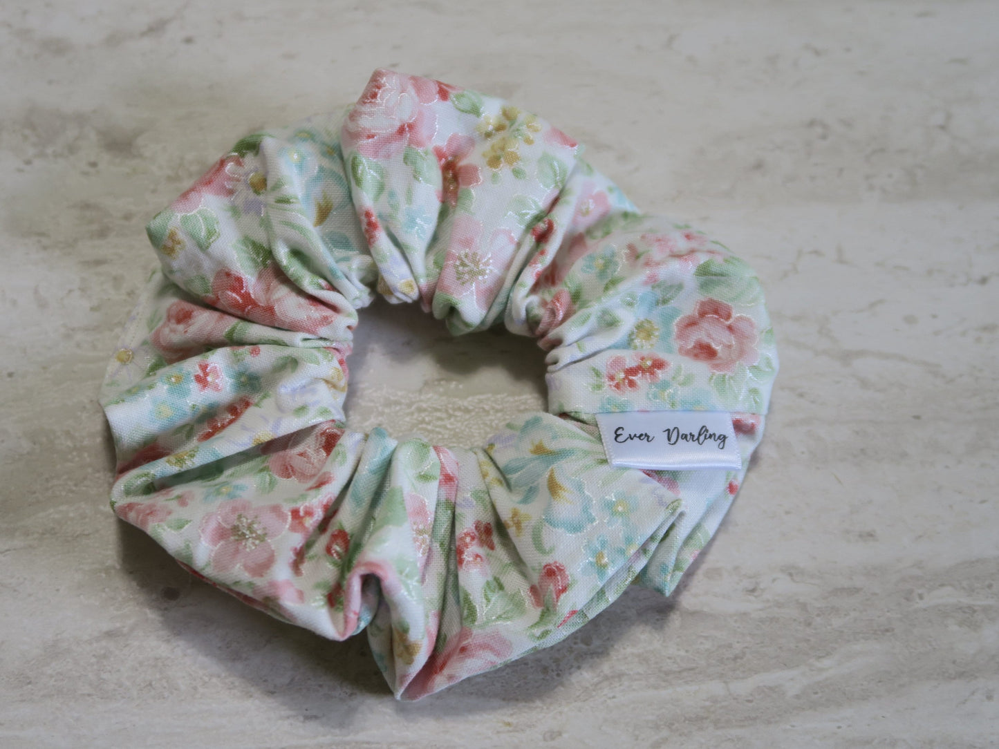 Metallic Floral Scrunchie