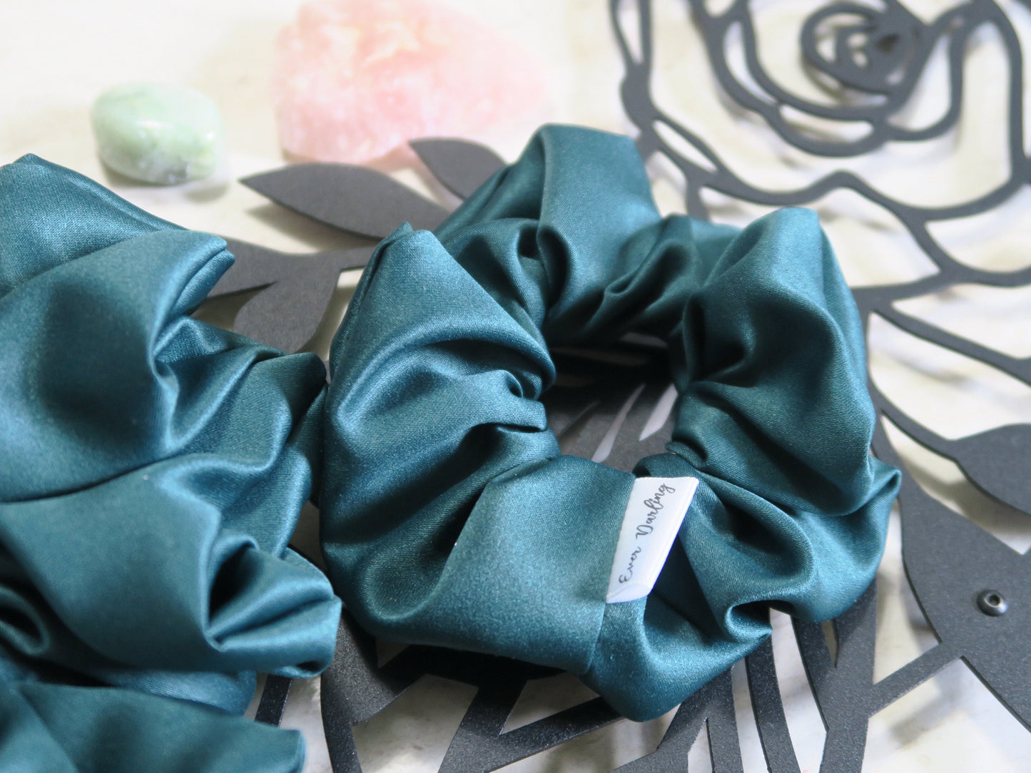 Emerald Satin Green Scrunchie