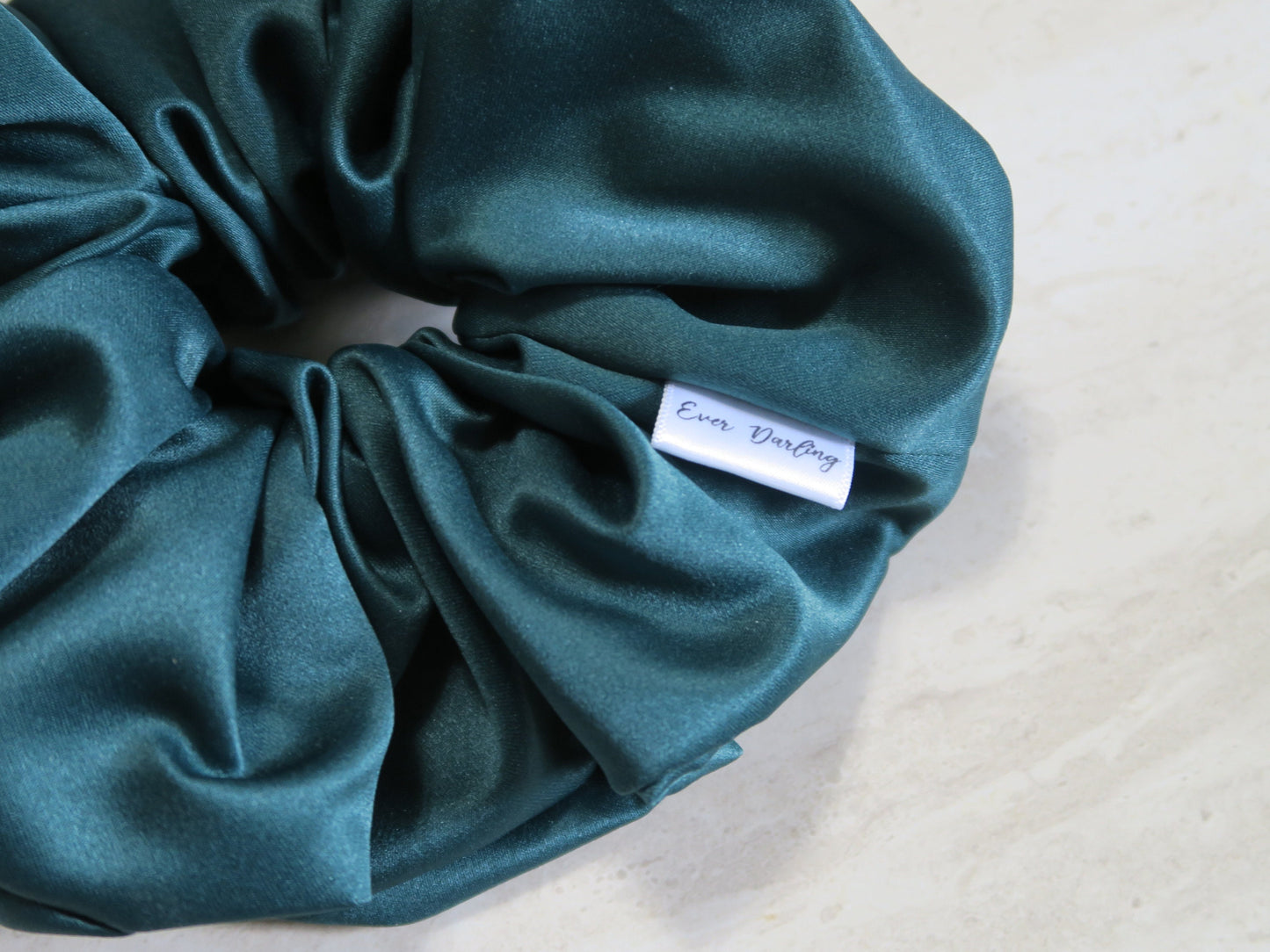 Emerald Satin Green Scrunchie
