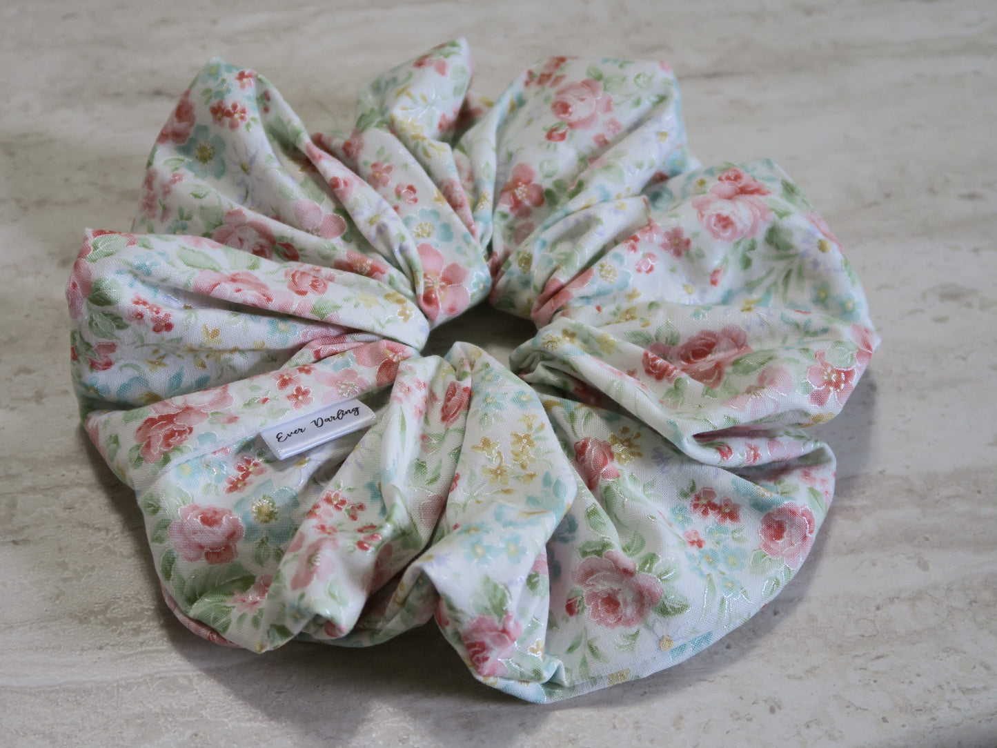 Metallic Floral Scrunchie