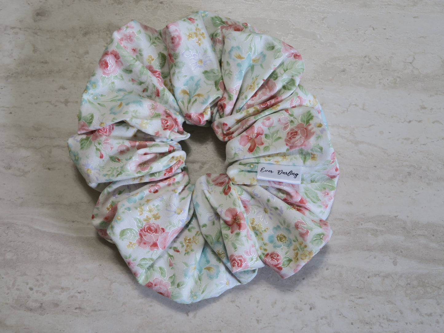 Metallic Floral Scrunchie