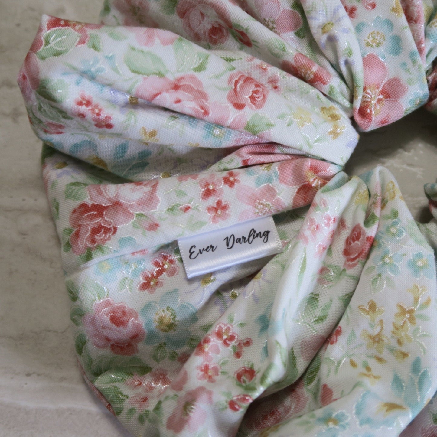 Metallic Floral Scrunchie