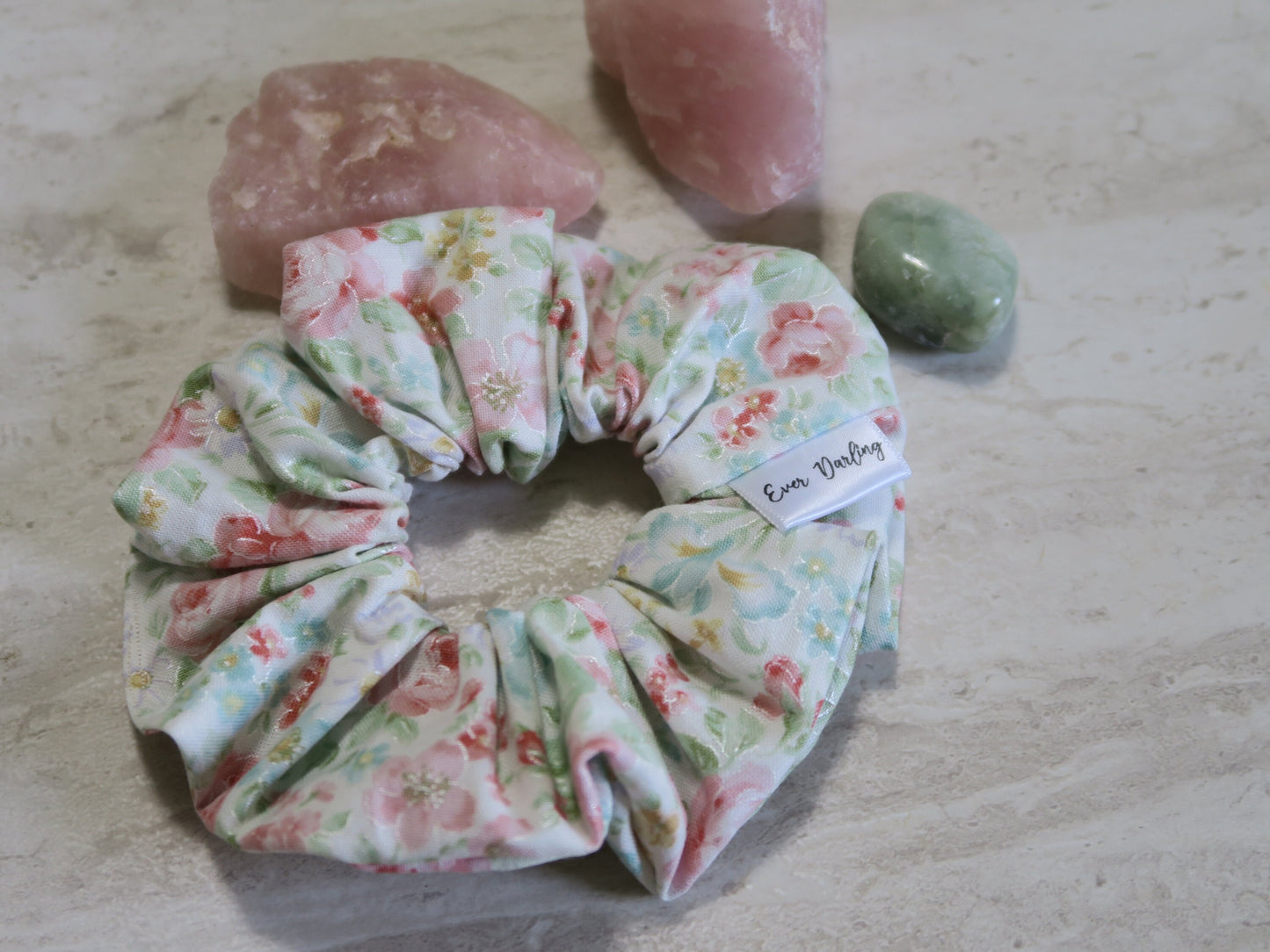Metallic Floral Scrunchie