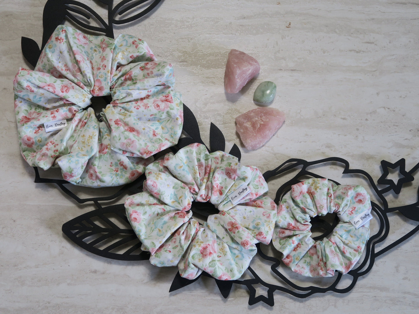 Metallic Floral Scrunchie