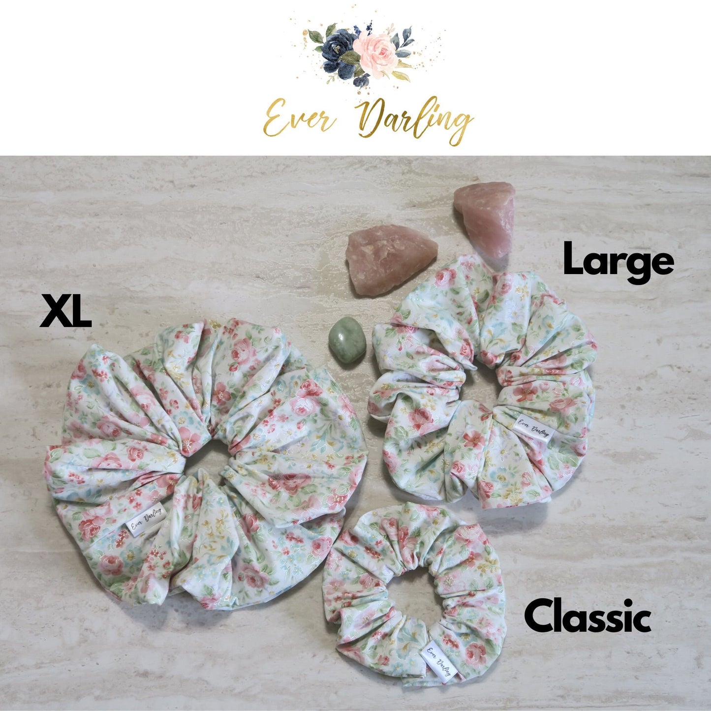 Metallic Floral Scrunchie