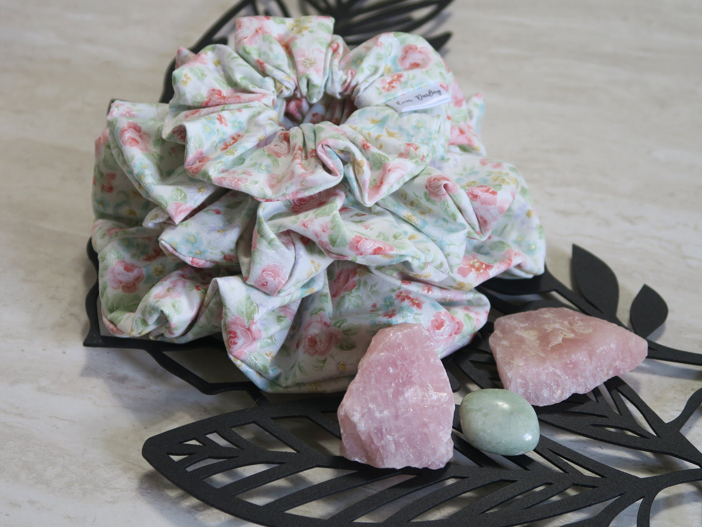 Metallic Floral Scrunchie