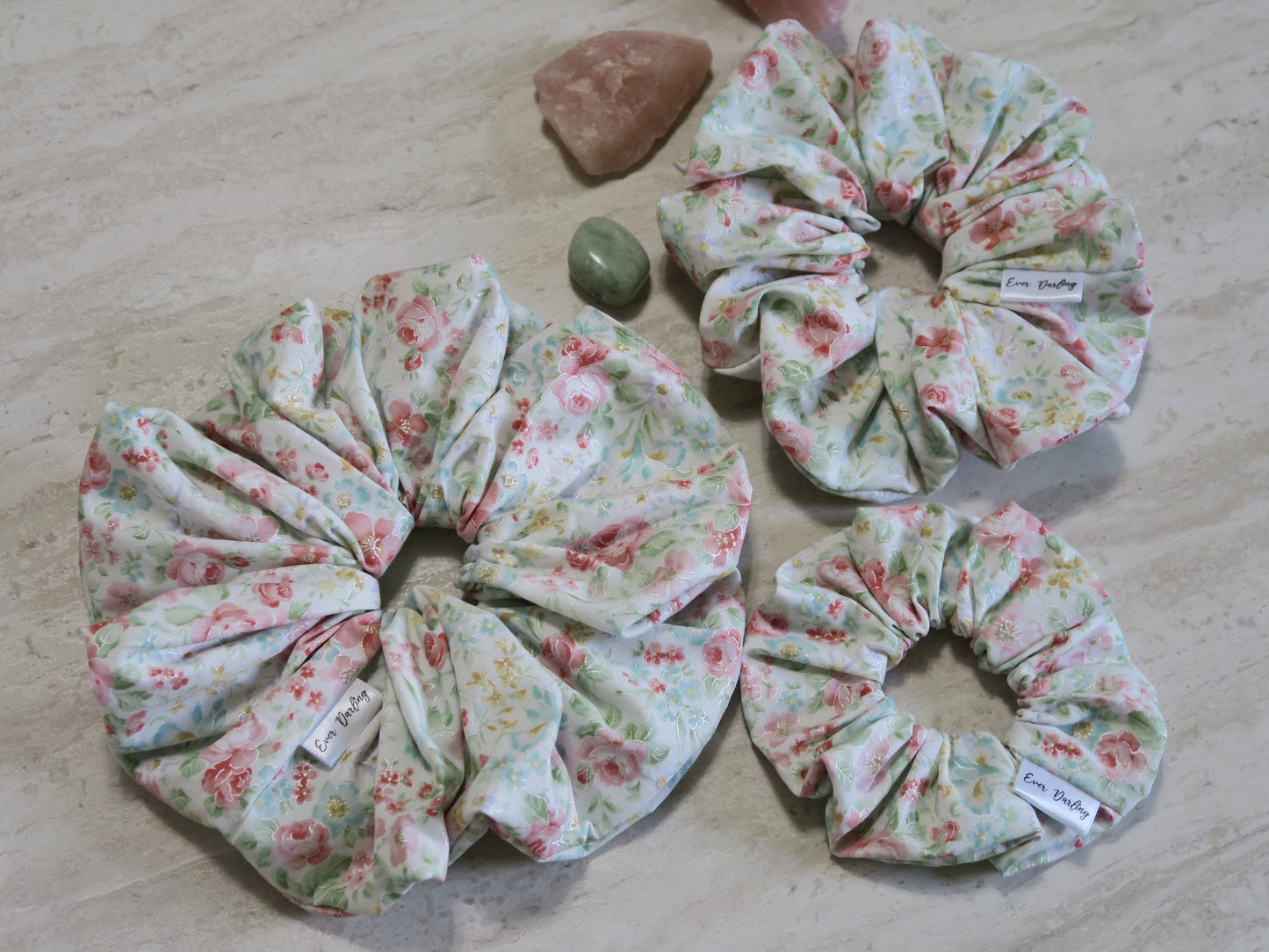 Metallic Floral Scrunchie