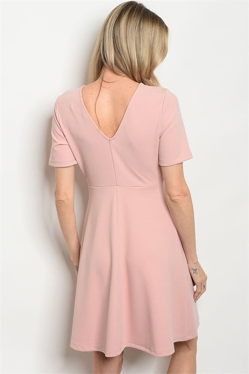 First Kiss Lace-up Dress in Blush Pink