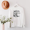 Samurai Cat and Cherry Blossom Sweatshirt, Cute Sweatshirt in White