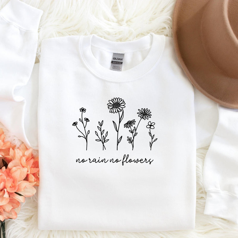 No Rain No Flowers Sweatshirt in White