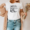 Samurai Cat and Cherry Blossom T-Shirt in White