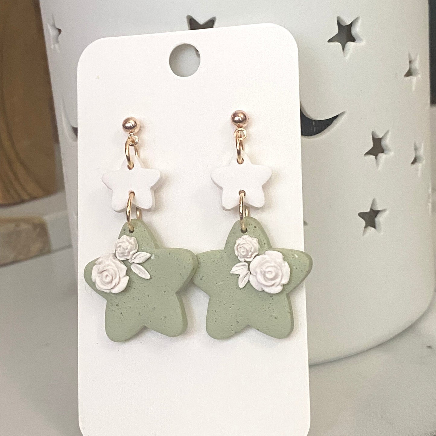 The Star and Rose | Handmade Polymer Clay Earrings